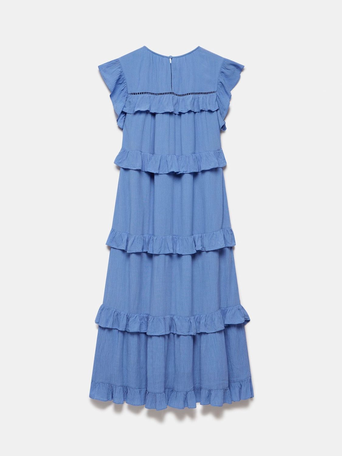 Mint Velvet Ruffle Tiered Midi Dress, Blue, XS