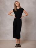 Mint Velvet Jersey Knot Midi Dress, Black