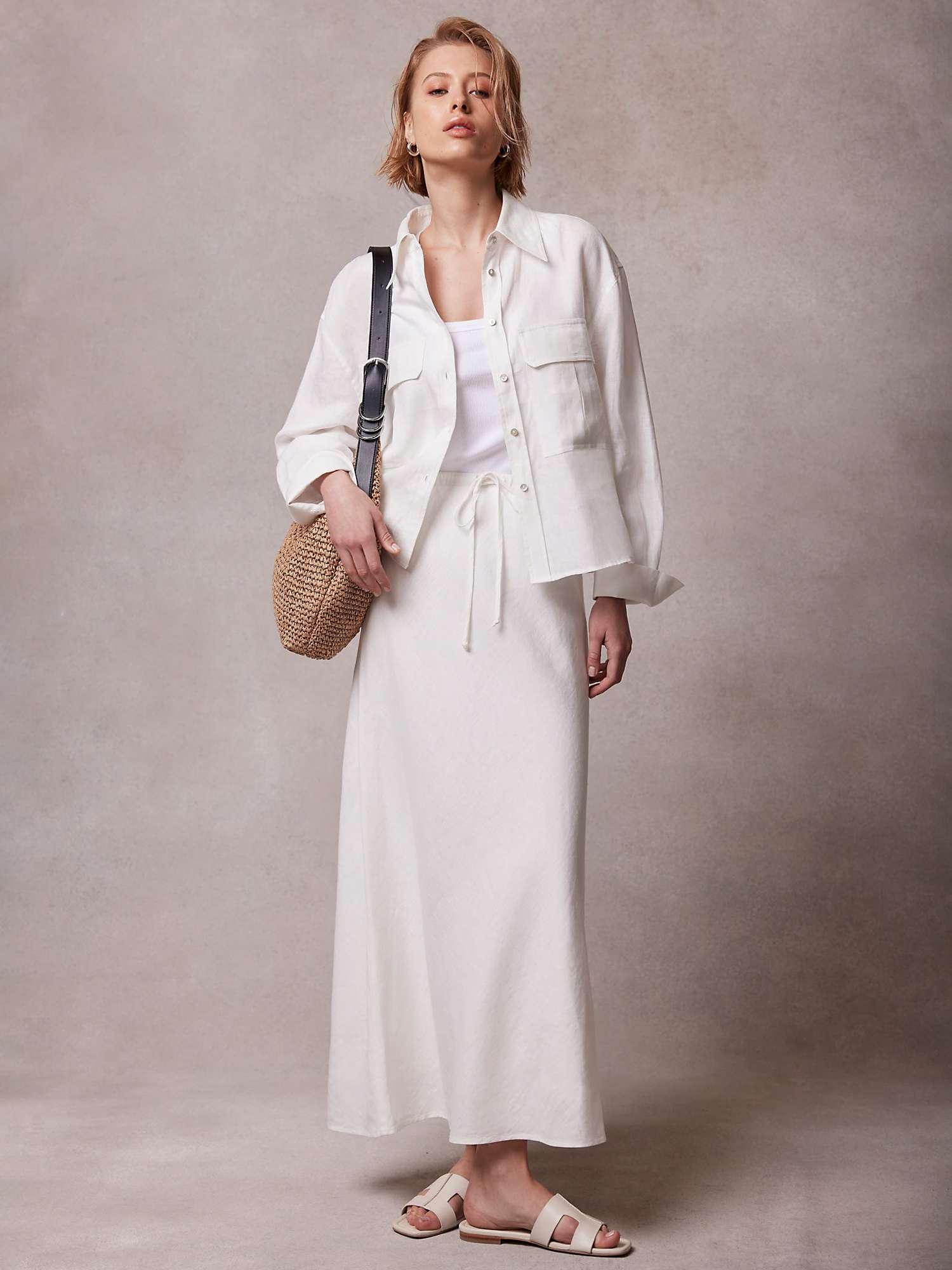 Buy Mint Velvet Linen Blend Maxi Skirt, White Ivory Online at johnlewis.com