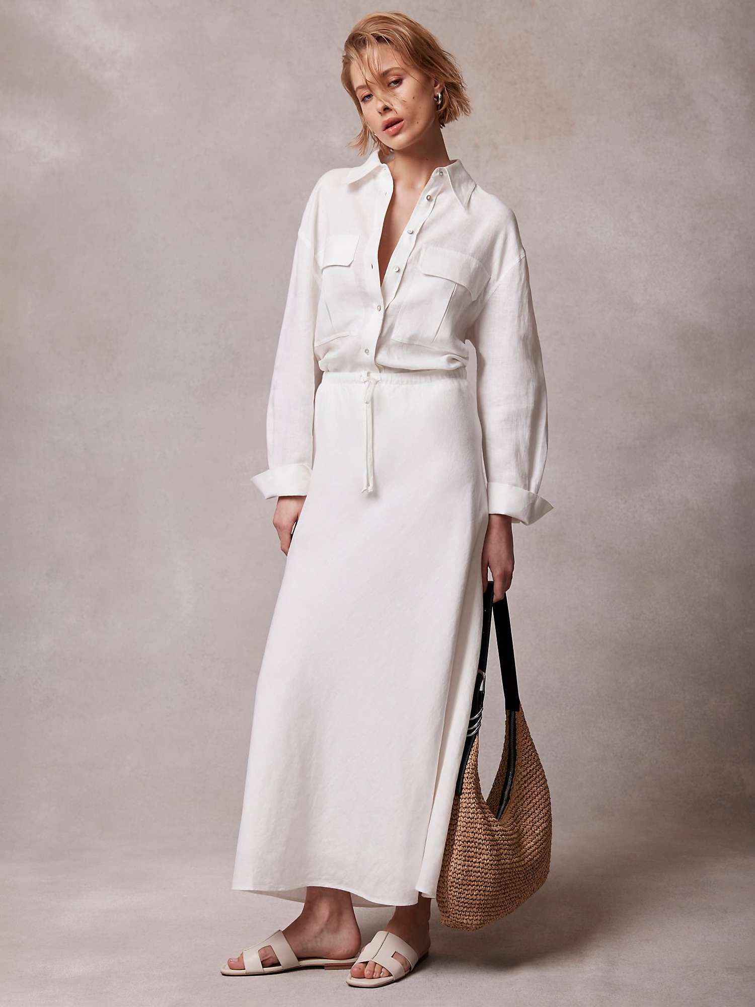Buy Mint Velvet Linen Blend Maxi Skirt, White Ivory Online at johnlewis.com