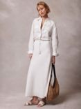 Mint Velvet Linen Blend Maxi Skirt, White Ivory