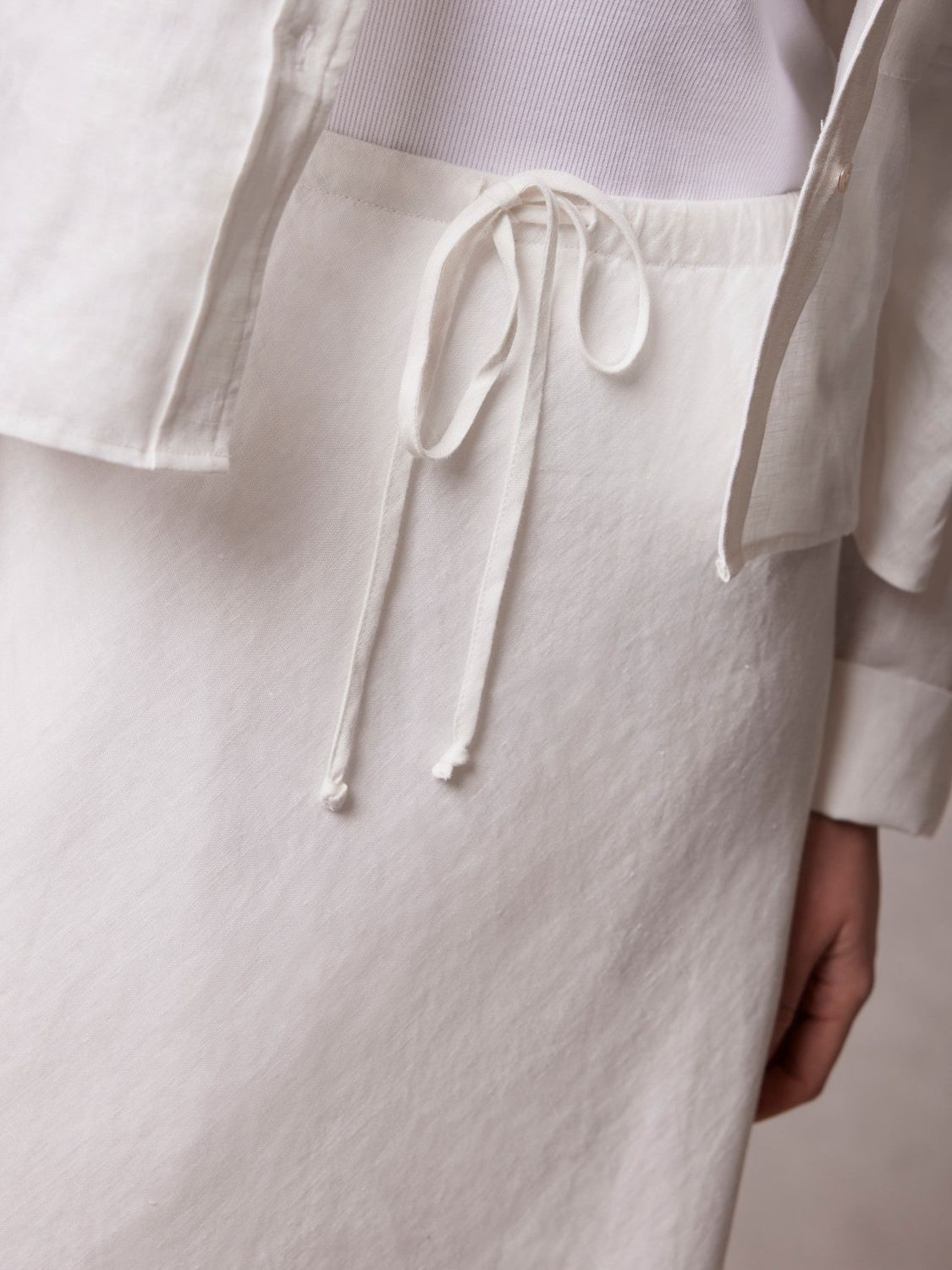 Mint Velvet Linen Blend Maxi Skirt, White Ivory, XS