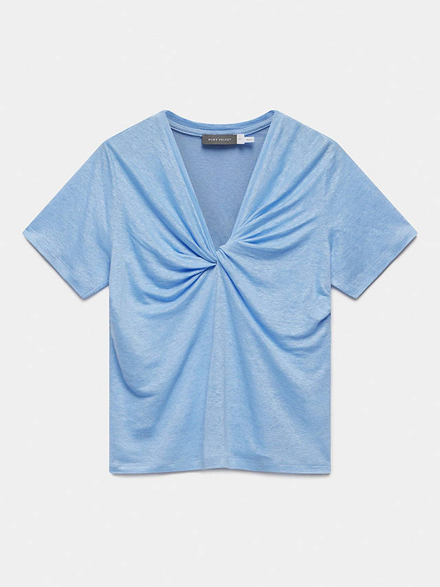 Mint Velvet Linen Twist T-Shirt, Blue