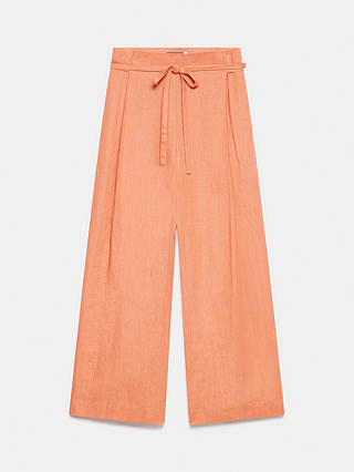 Mint Velvet Wide Leg Linen Trousers, Orange