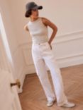 Mint Velvet Cargo Wide Leg Jeans, White Ivory, White Ivory