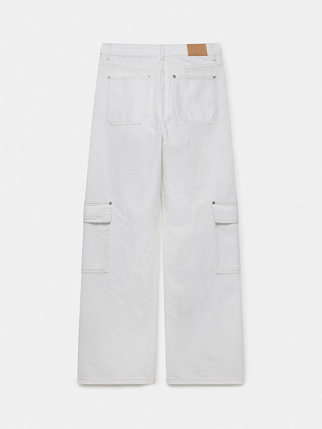 Mint Velvet Cargo Wide Leg Jeans, White Ivory