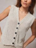 Mint Velvet Knitted Cotton Blend Waistcoat, Natural