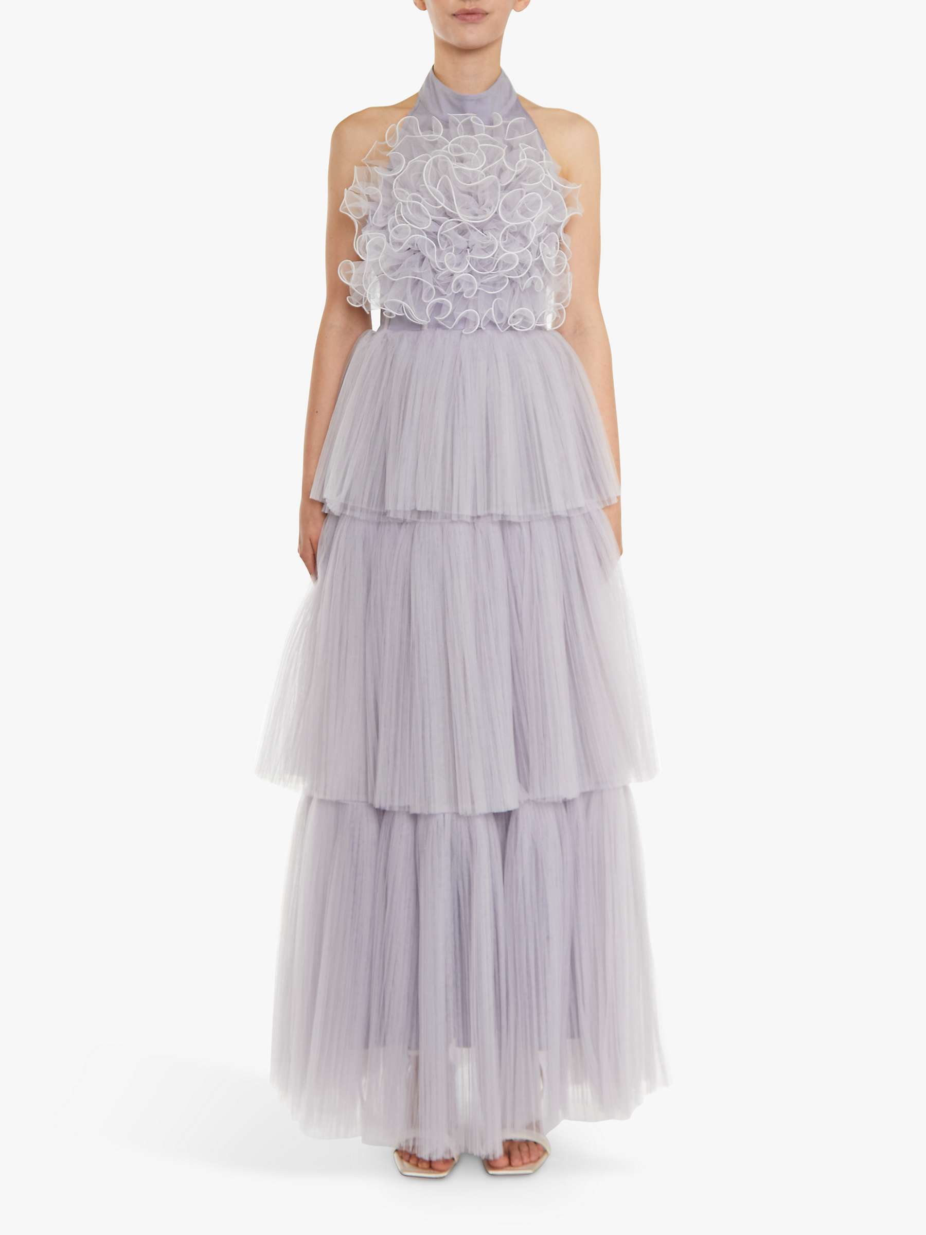 Buy True Decadence Tiffany Tiered Maxi Dress, Icy Lilac Grey Online at johnlewis.com