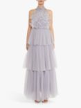 True Decadence Tiffany Tiered Maxi Dress, Icy Lilac Grey