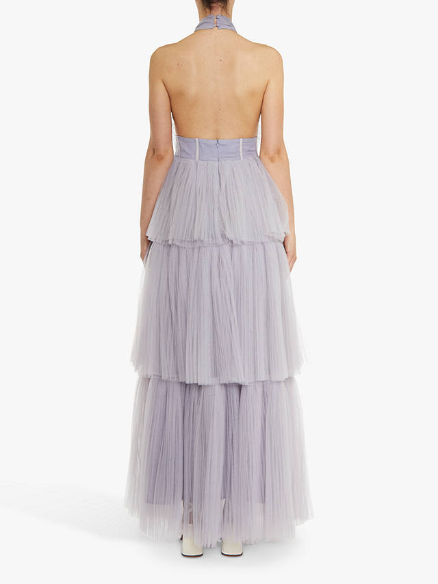 True Decadence Tiffany Tiered Maxi Dress, Icy Lilac Grey