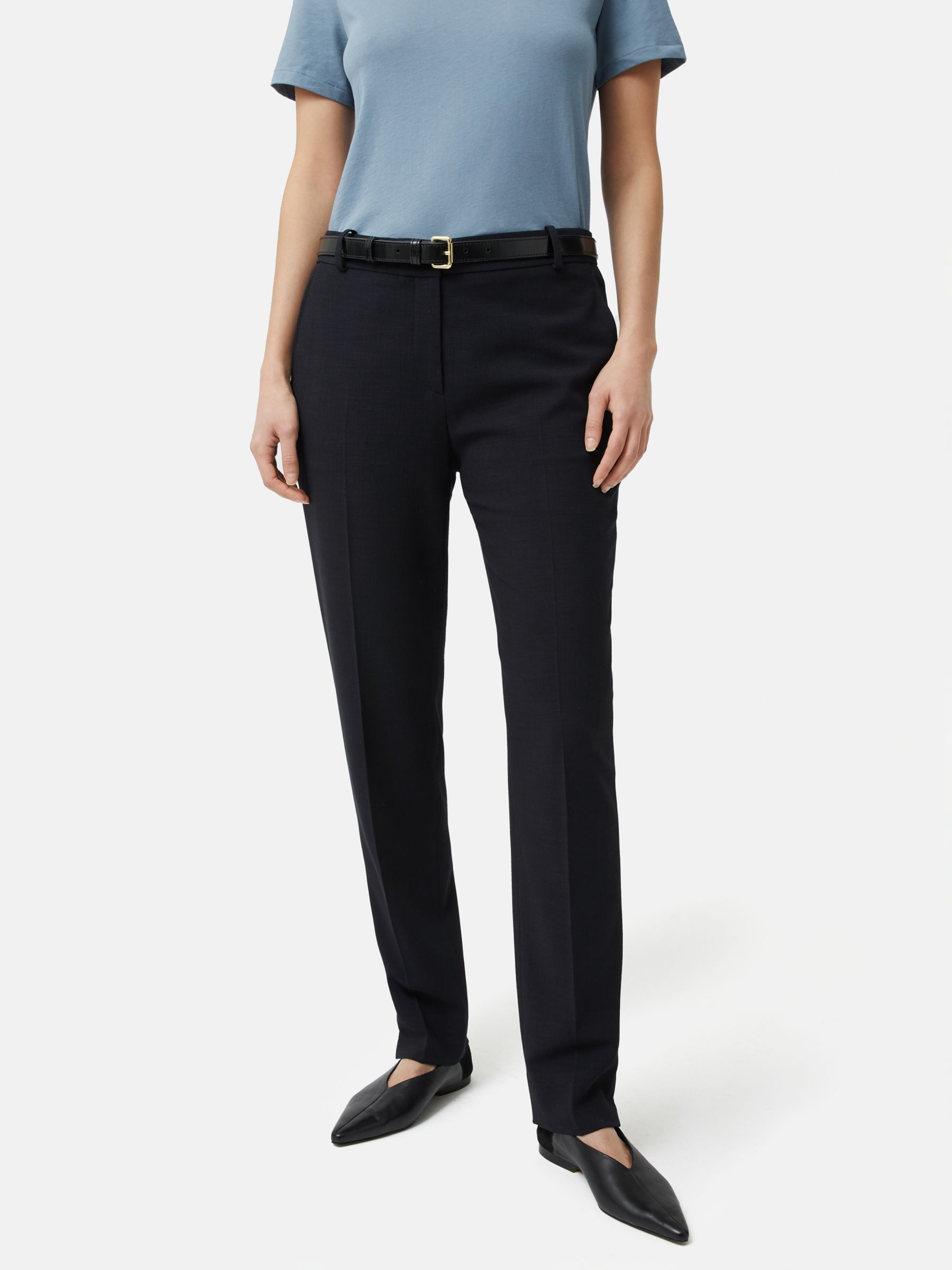 Jigsaw Crosshatch Palmer Tailored Trousers, Navy, 6