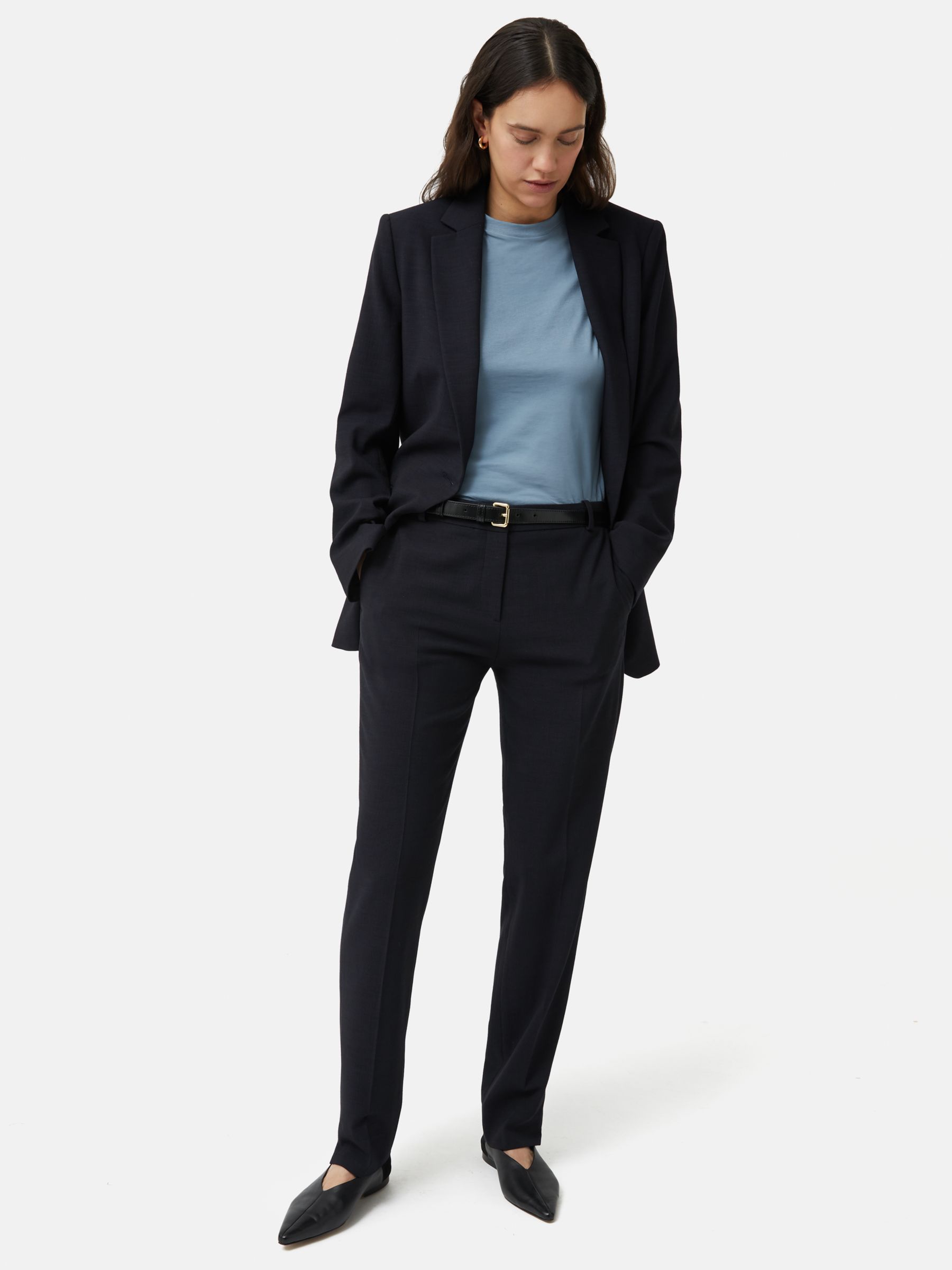 Buy Jigsaw Crosshatch Palmer Tailored Trousers, Navy Online at johnlewis.com