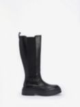 Barbour International Alicia Knee-High Leather Chelsea Boots, Black