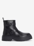 Barbour International Tasmin Leather Double Buckle Biker Boots, Black