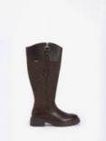 Barbour Ingrid Leather Tall Riding Boots, Dark Brown