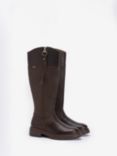 Barbour Ingrid Leather Tall Riding Boots, Dark Brown