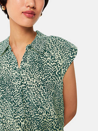 Whistles Diagonal Leopard Print Cap Sleeve Shirt, Yellow/Multi