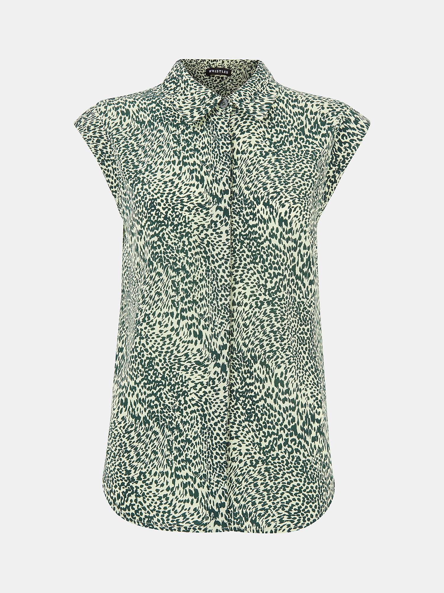 Buy Whistles Diagonal Leopard Print Cap Sleeve Shirt, Yellow/Multi Online at johnlewis.com