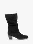 Gabor Oslo Wide Fit Suede Slouchy Boots, Black