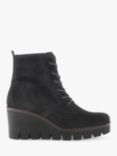 Gabor Unity Suede Lace-Up Wedge Boots, Black