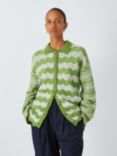 SUMMERY Copenhagen Faunie Chevron Stripe Cardigan, Piquant Green