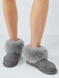 John Lewis Apron Stitch Detail Cropped Faux Fur Slipper Boots, Grey