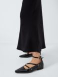 John Lewis Honeysuckle Leather Triple Strap Chisel Toe Ballerina Pumps, Black