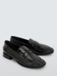 John Lewis ANYDAY Gaia Leather Minimal Penny Loafers, Black