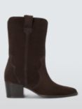 John Lewis Parade Suede Easy Everyday Western Boots, Chocolate