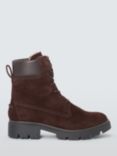 AND/OR Pierre Suede Water Resistant Warm Lined Padded Cuff Lace Up Boots, Chocolate