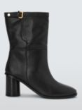 John Lewis Pansie Leather Pull On Buckle Ankle Boots, Black