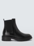 John Lewis Points Leather Chunky Biker Chelsea Boots, Black