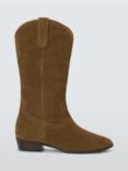 AND/OR Talan Suede Refined Low Heel French Western Boots, Tobacco