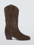 AND/OR Thorns Suede Embroidered Western Calf Boots, Chocolate