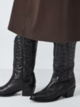 AND/OR Thorns Leather Embroidered Western Calf Boots, Black