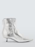 John Lewis ANYDAY Ocean Leather Kitten Heel Formal Ankle Boots, Silver