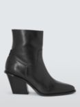 John Lewis ANYDAY Patrone Leather Easy Strecth Western Ankle Boots, Black