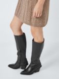 AND/OR Texas Leather Easy Stretch Western Knee High Boots, Black