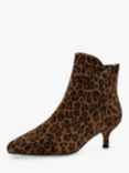 SHOE THE BEAR Saga Leopard Suede Pointed Boots, Brown/Multi