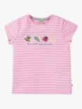 Frugi Kids' Cassia Organic Cotton Stripe Applique T-Shirt, Multi, Multi
