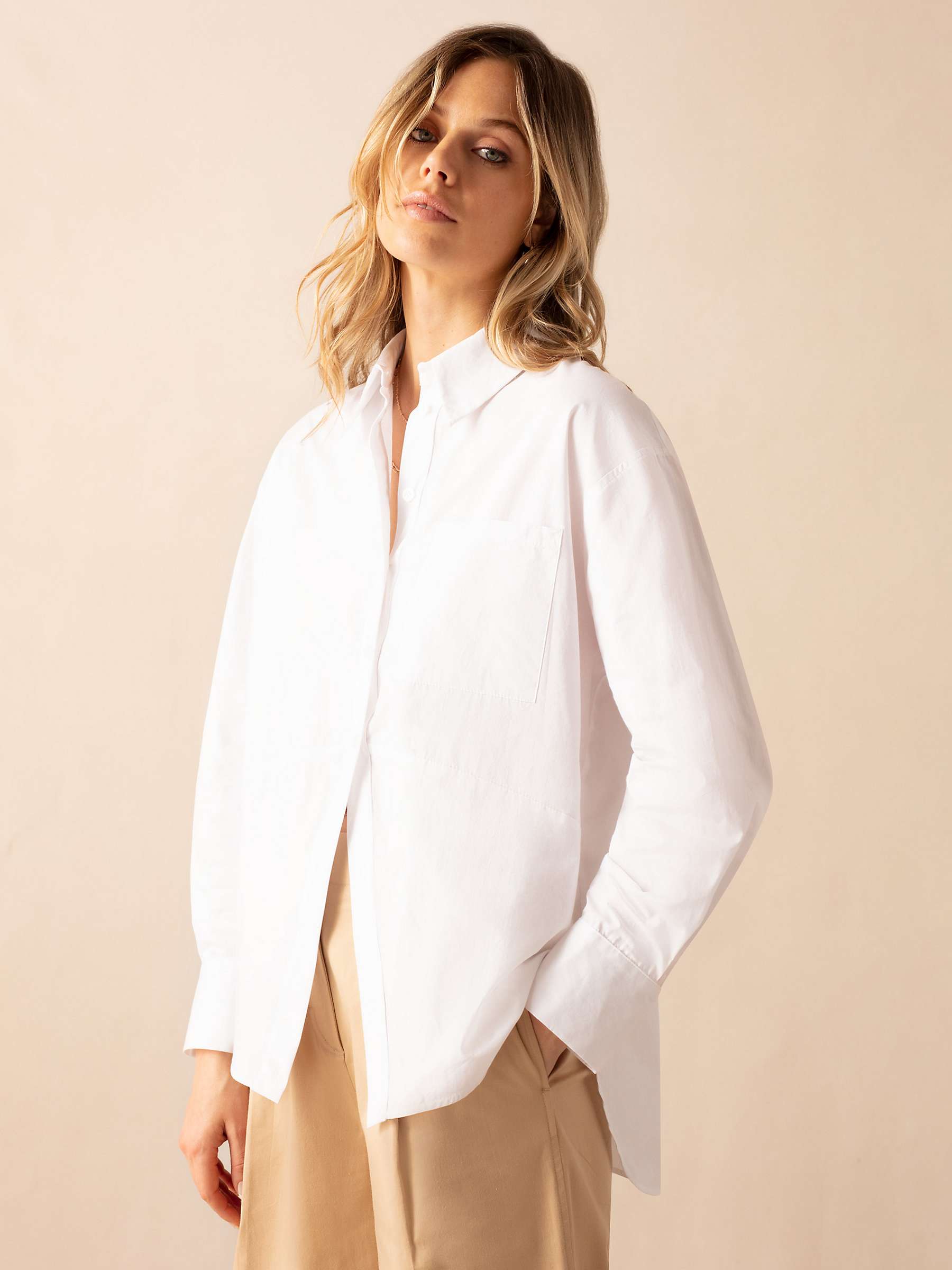 Buy Ro&Zo Cotton Split Front Shirt, White Online at johnlewis.com