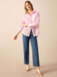 Ro&Zo Cotton Split Front Shirt, Pink/Stipe