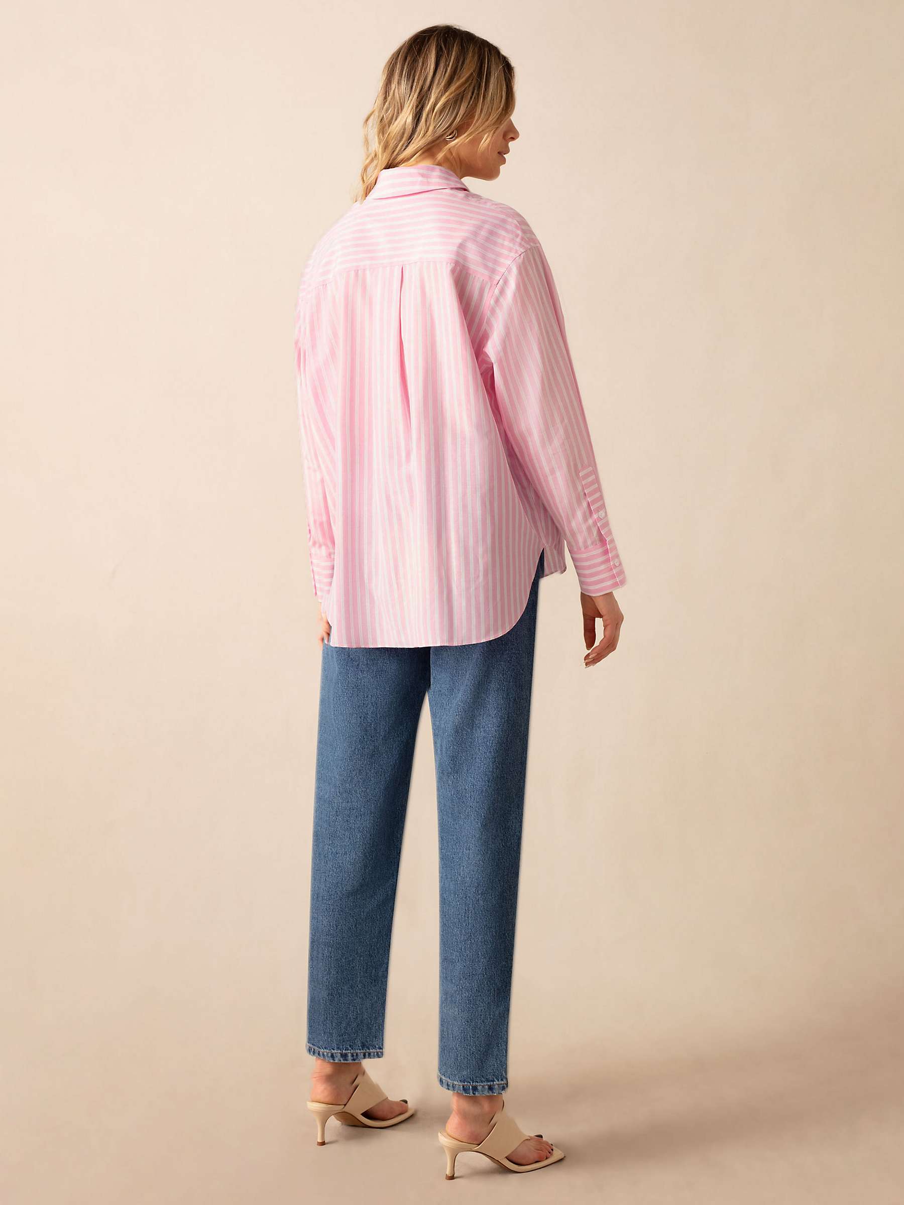 Buy Ro&Zo Cotton Split Front Shirt, Pink/Stipe Online at johnlewis.com