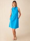 Ro&Zo High Cowl Neck Linen Blend Shift Dress, Blue
