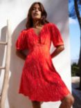 Ro&Zo Abstract Print Puff Sleeve Mini Dress, Red