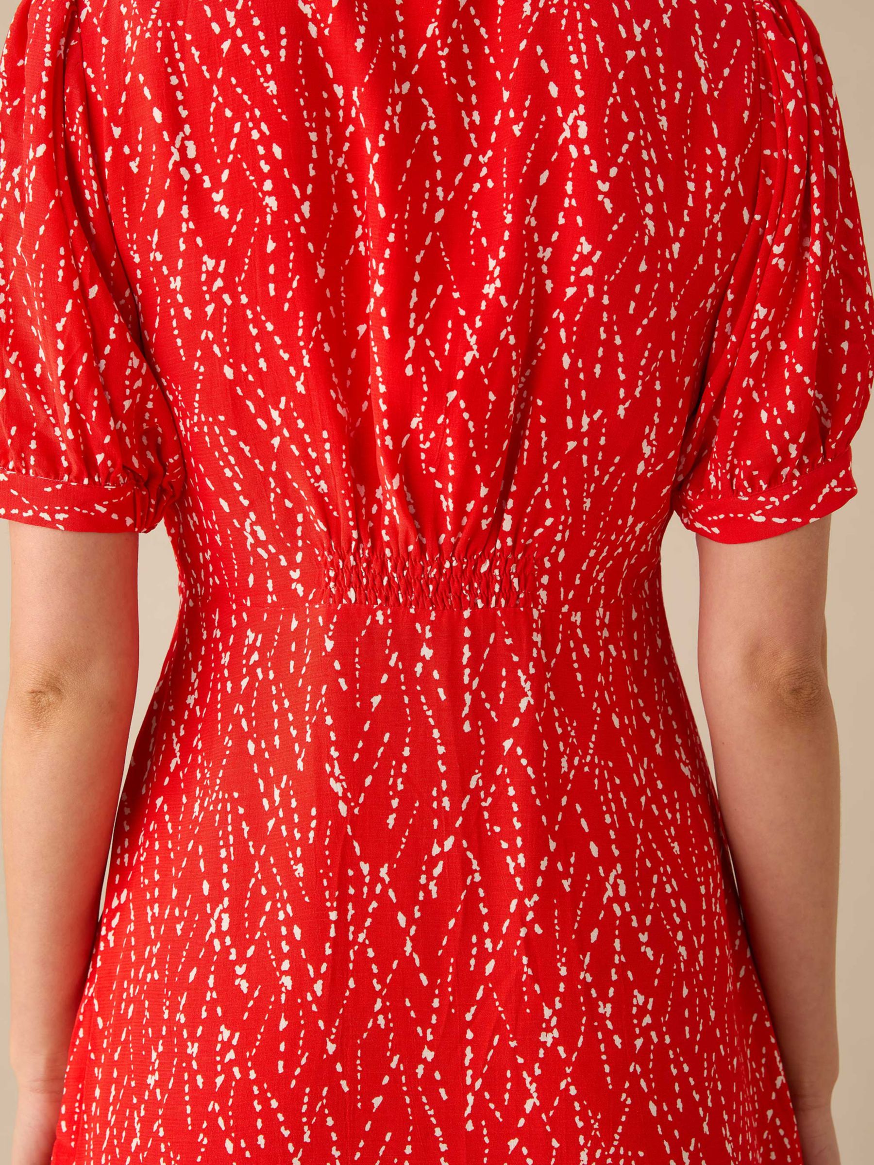 Buy Ro&Zo Abstract Print Puff Sleeve Mini Dress, Red Online at johnlewis.com