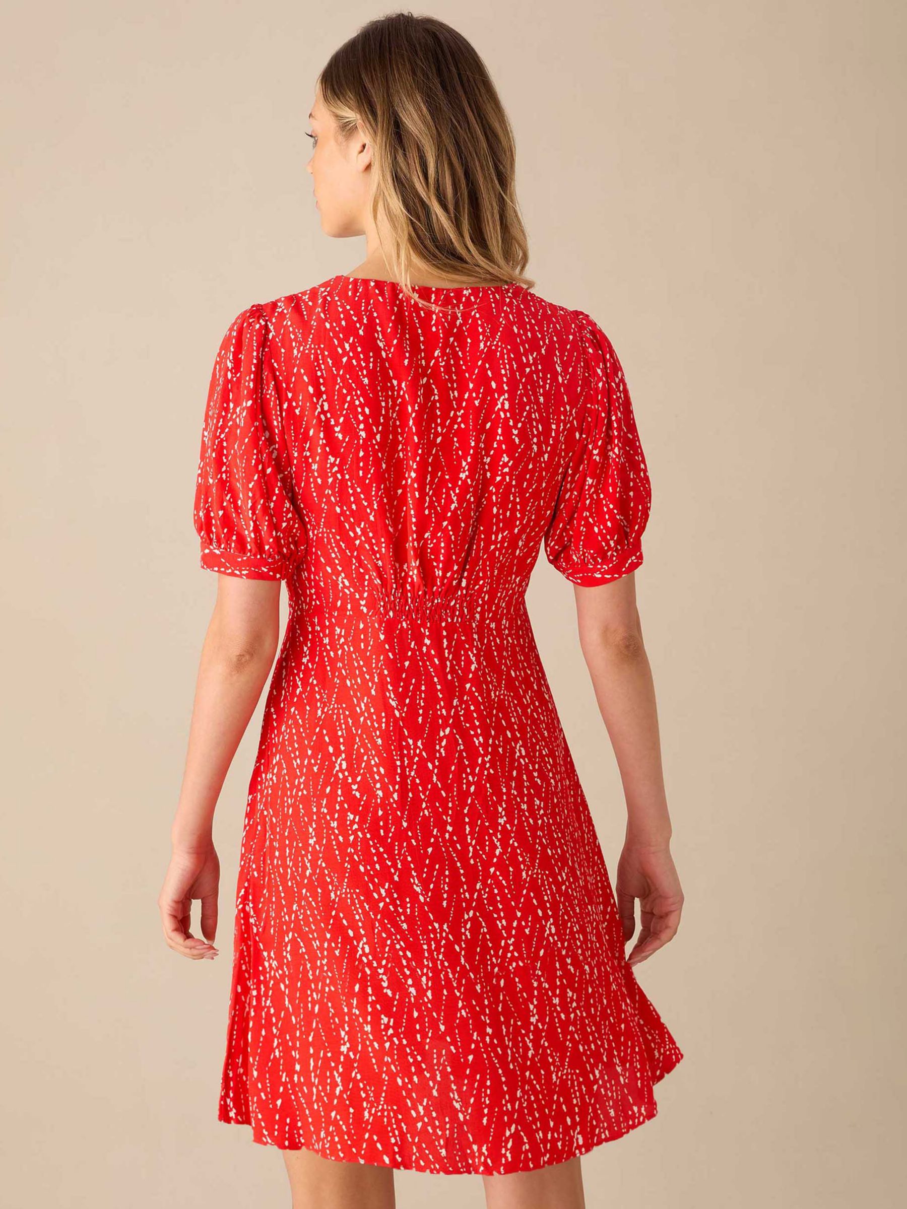 Buy Ro&Zo Abstract Print Puff Sleeve Mini Dress, Red Online at johnlewis.com