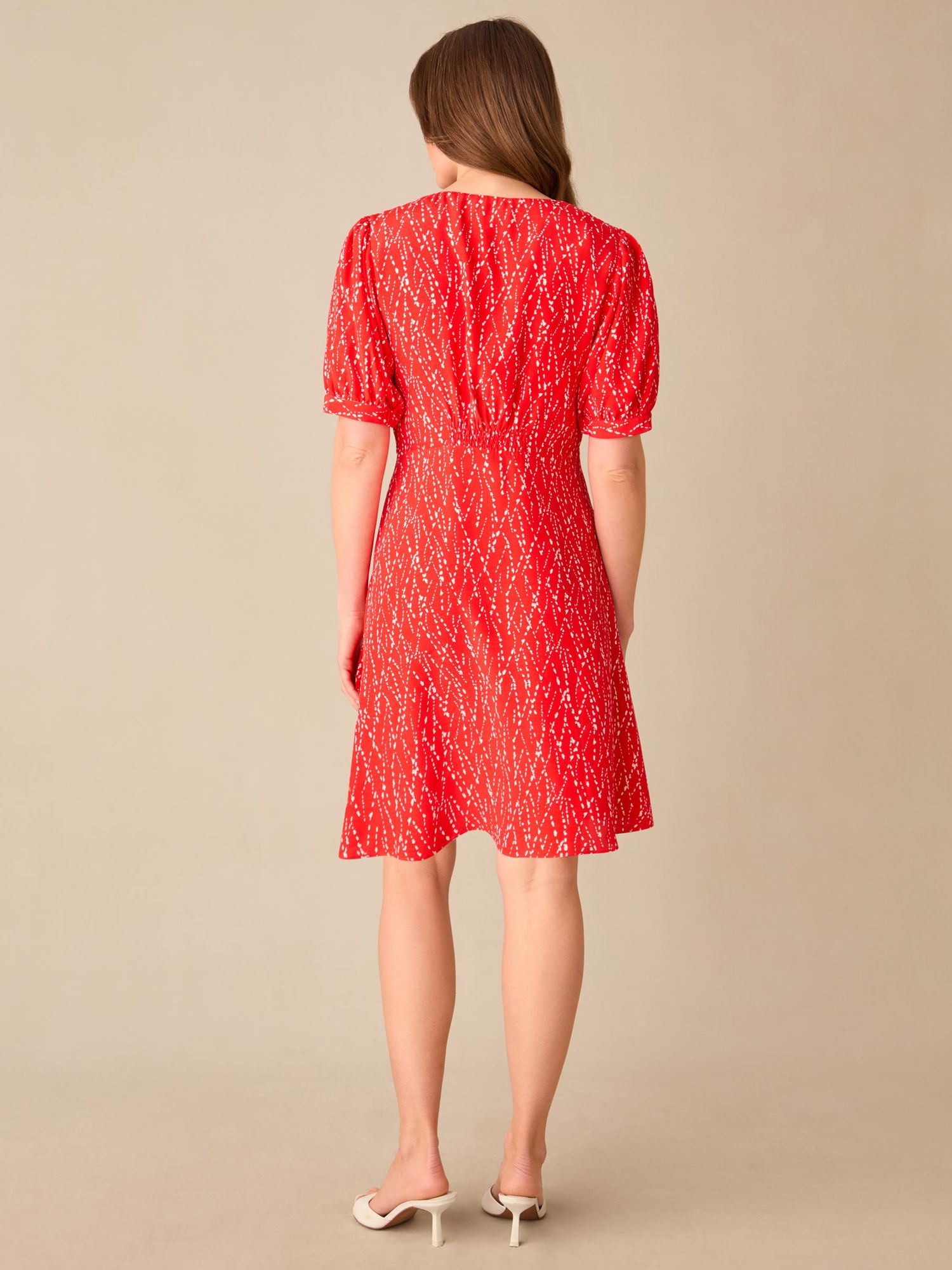 Ro&Zo Petite Abstract Print Mini Dress, Red/White, 6