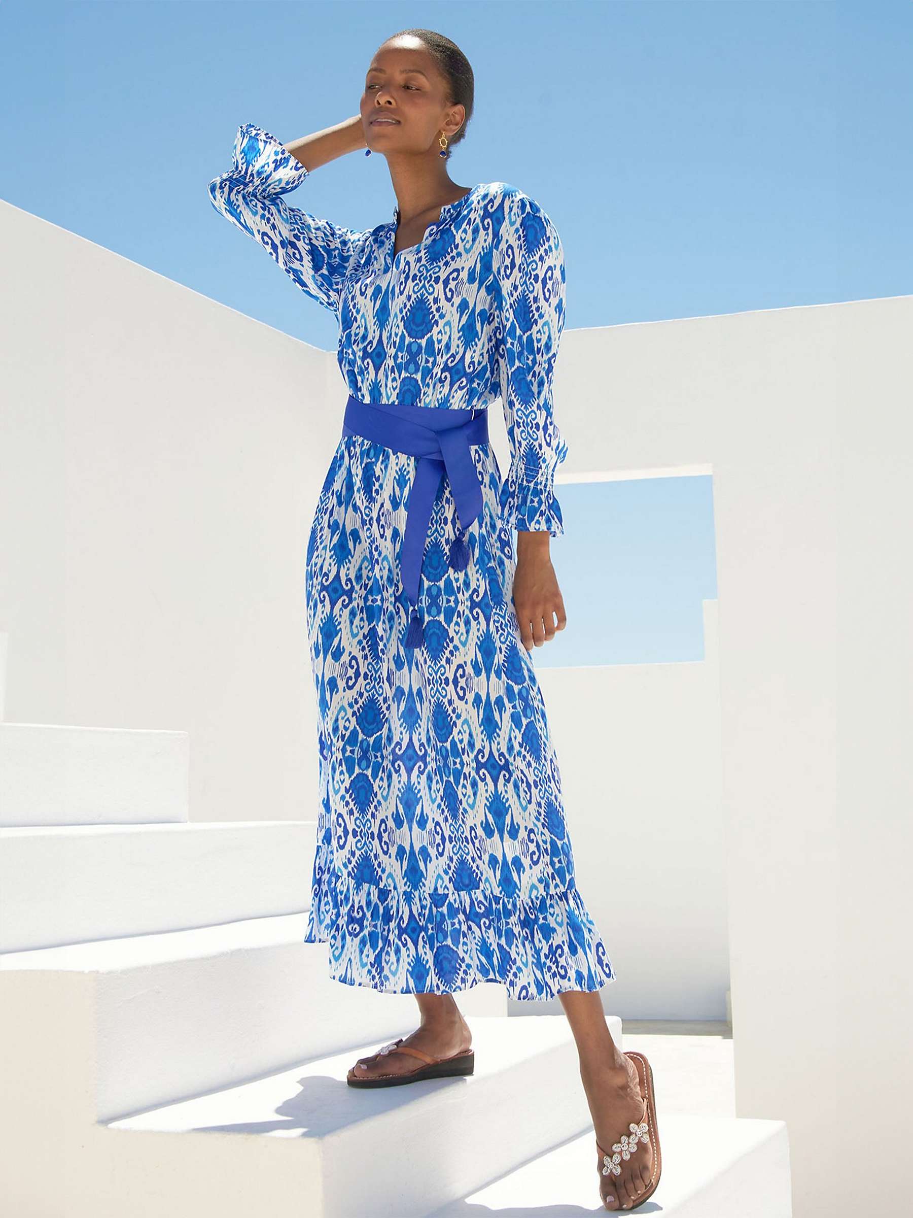Buy Aspiga Maeve EcoVero Midi Dress, Ikat Blue Online at johnlewis.com