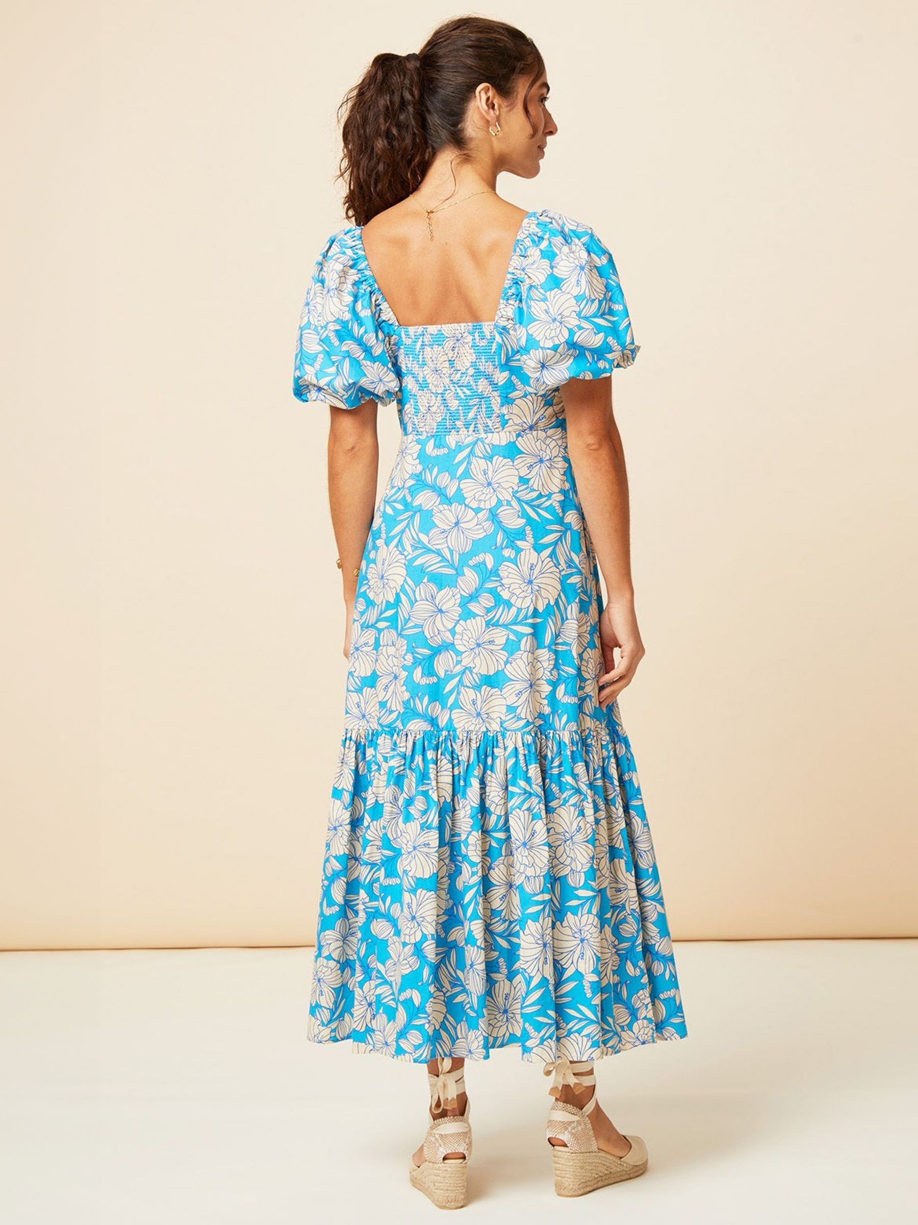 Buy Aspiga Zillah Fit & Flare Midi Dress, Turquoise/Cream Online at johnlewis.com